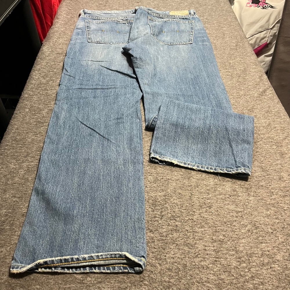 Polo Ralph Lauren Mens Blue Medium Wash Straight Leg Distressed Jeans 36x32